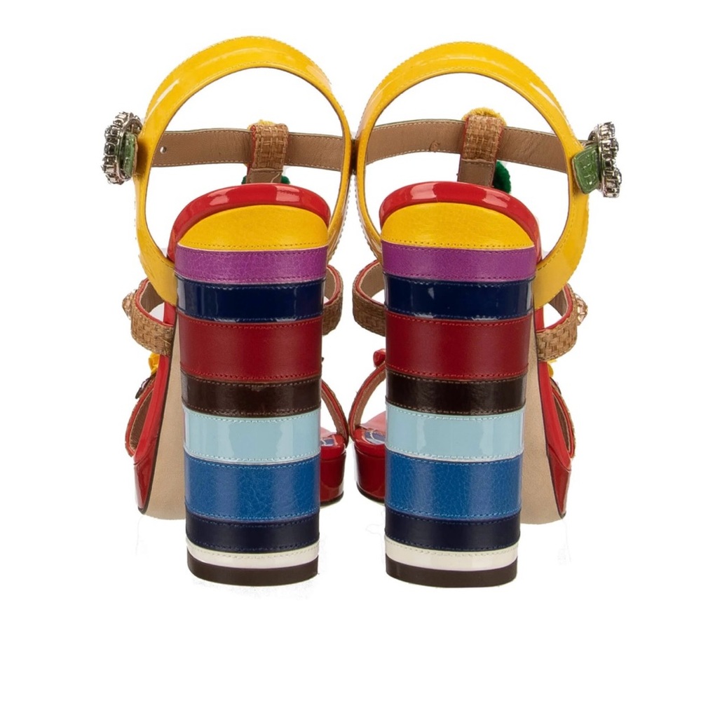 Dolce & Gabbana Red and Yellow Floral Heels - Picture 3 of 9